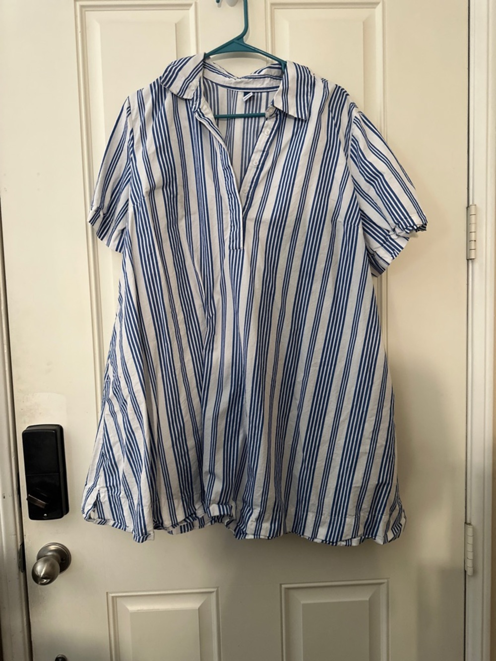 Blue and White Striped Short Sleeve Tunic